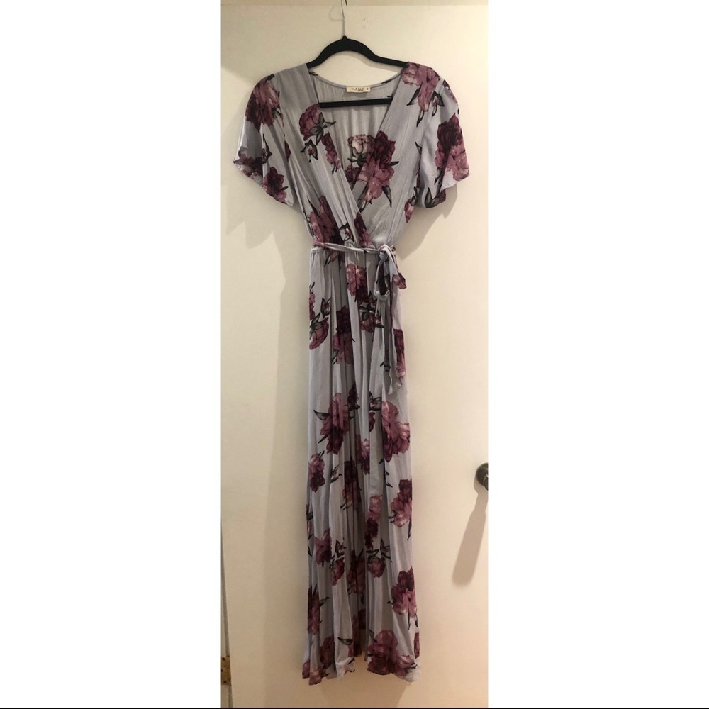 Purple/Grey/Blue Floral Maxi Dress